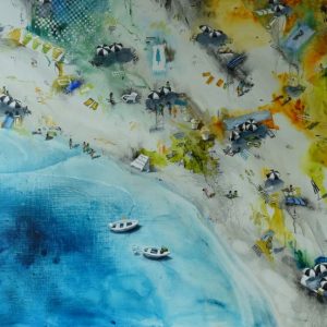 Contemporary Beach Painting of Emerald Cove For Sale