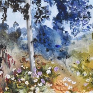 Abstract Landscape Painting of Eucalypt and Wildflower For Sale