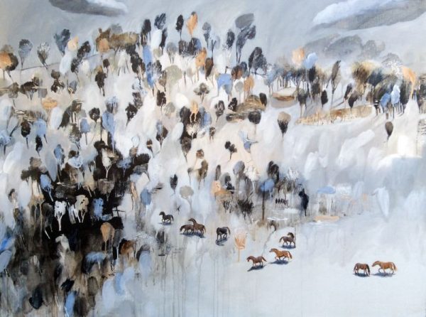 Contemporary Landscape Painting of High Country Brumbies 1