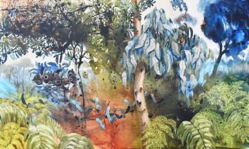 Australian Contemporary Wild Bush Painting of Fern Gully with Banksia