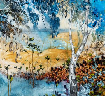 Contemporary Bush Painting of Mangroves of Moonee Beach For Sale