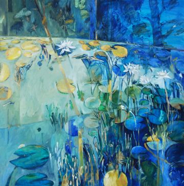 Bespoke Australian Waterlily Pond 3 Painting For Sale
