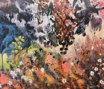Contemporary Bush Painting of Mt Barney and the Flowering Tea Tree