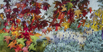 Bush painting of  Autumn Leaves and the Lavender Farm to buy online